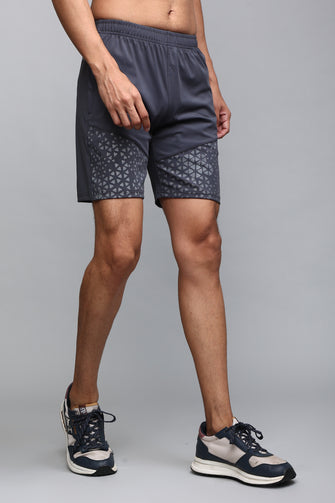 KA53 Lycra Printed Shorts | Dark Grey