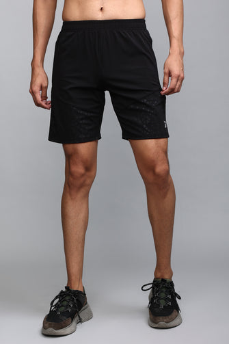 KA53 Lycra Printed Shorts | Black