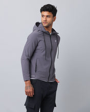 KA53 Water Resistant Wind Cheater Jacket with Hoodie | Medium Grey