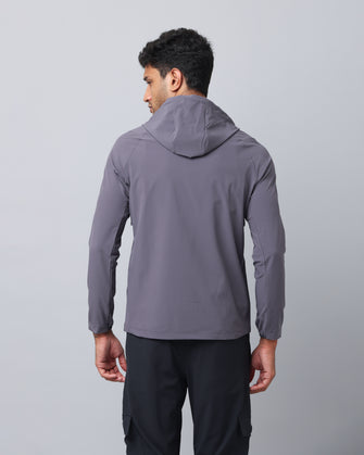 KA53 Water Resistant Wind Cheater Jacket with Hoodie | Medium Grey