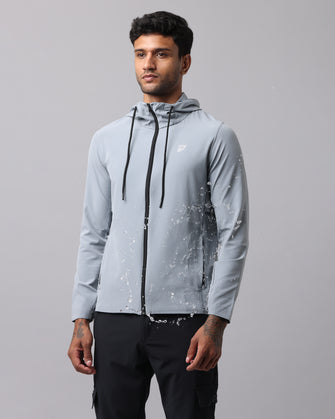 KA53 Water Resistant Wind Cheater Jacket with Hoodie | Light Grey