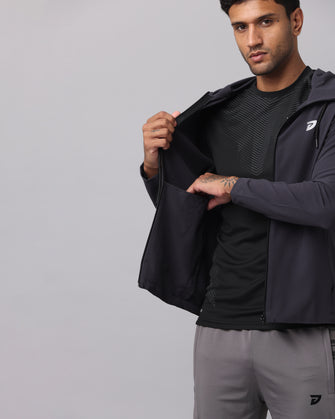 KA53 Water Resistant Wind Cheater Jacket with Hoodie | Dark Grey