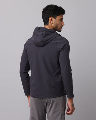 KA53 Water Resistant Wind Cheater Jacket with Hoodie | Dark Grey