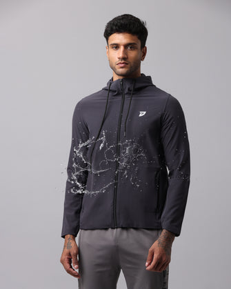 KA53 Water Resistant Wind Cheater Jacket with Hoodie | Dark Grey