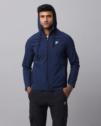 KA53 Water Resistant Wind Cheater Jacket with Hoodie | Blue