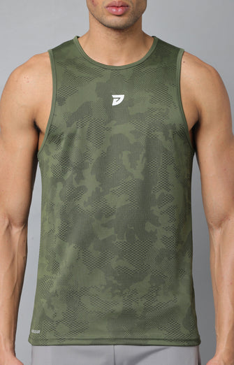 Pack of 3     KA 53 Camouflage Dri-Fit Tanktop | Grey,Sea Green& Army Green