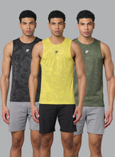 Pack of 3     KA 53 Camouflage Dri-Fit Tanktop | Black,Yellow & Army Green