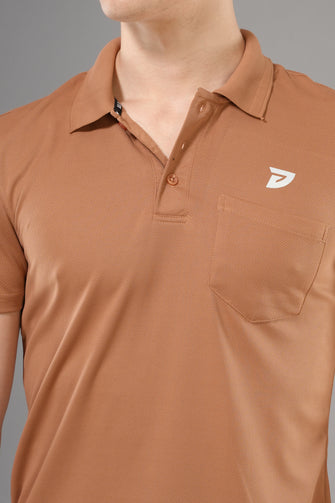 KA 53 Pocket Collar Dri-FIT T-Shirt | Brown