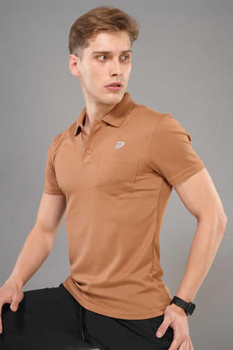 KA 53 Pocket Collar Dri-FIT T-Shirt | Brown