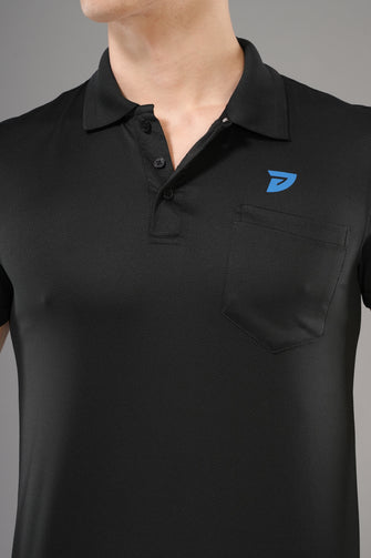 KA 53 Pocket Collar Dri-FIT T-Shirt | Black