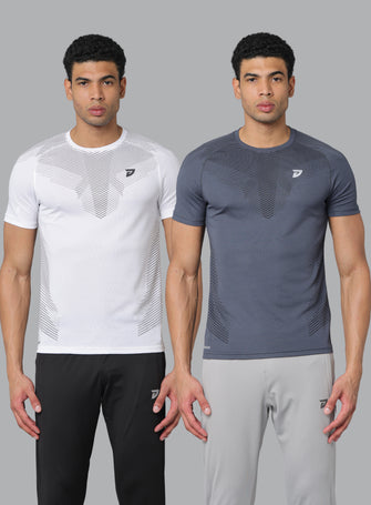 Pack of 2 KA 53 Aeroline Dri-Fit Tshirt | White & Dark Grey