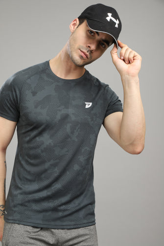 KA 53  Camouflage Round Neck Tshirt | Dark Grey