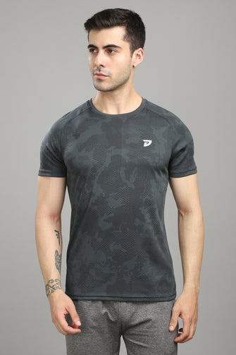 KA 53  Camouflage Round Neck Tshirt | Dark Grey