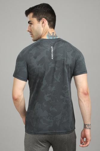 KA 53  Camouflage Round Neck Tshirt | Dark Grey