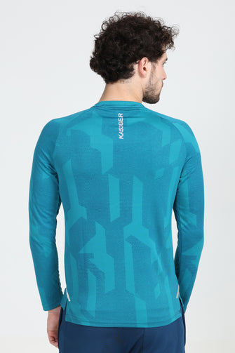 KA53 Printed Long Sleeve Tshirt | Magenta Blue