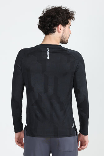 KA53 Printed Long Sleeve Tshirt | Black