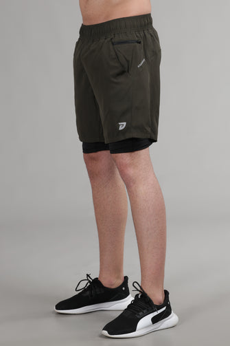 KA53 Running Shorts With Inner Tight | Olive