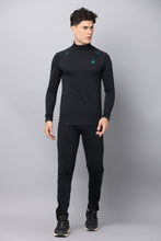 UNISEX BLACK ZIPPER LONG SLEEVE TOP | GREEN LOGO wait