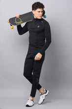 UNISEX BLACK ZIPPER LONG SLEEVE TOP | GOLD LOGO