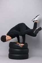 UNISEX BLACK ZIPPER LONG SLEEVE TOP | GREY LOGO