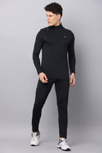 UNISEX BLACK ZIPPER LONG SLEEVE TOP | GREY LOGO